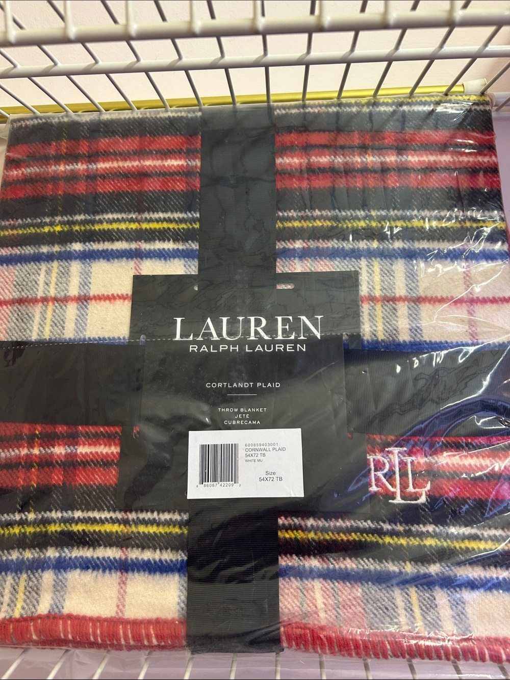 Lauren Ralph Lauren Plaid Throw Blanket - Red, Navy, Cream, Yellow